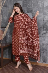 BRISA  Cotton Zari Embroidery Kurtis - 38 40 42 44