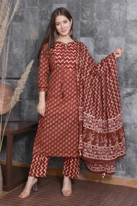 BRISA  Cotton Zari Embroidery Kurtis - 38 40 42 44