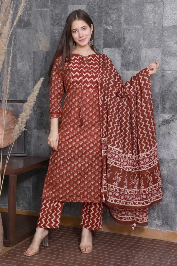 BRISA  Cotton Zari Embroidery Kurtis - 38 40 42 44