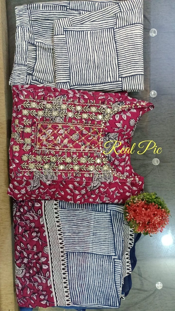 BRISA  Cotton Zari Embroidery Kurtis - 38 40 42 44