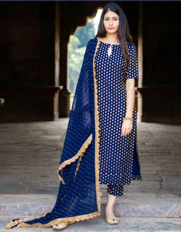 BRISA Rayon Gold Printed Kurtis - 38  40 42 44