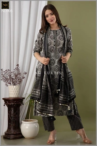 BRISA Women's Classic Black And White Kurti - M to XXL