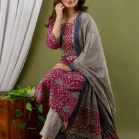 BRISA Zari Contrasting Embroidery Kurtis - 38, 40,  42, 44