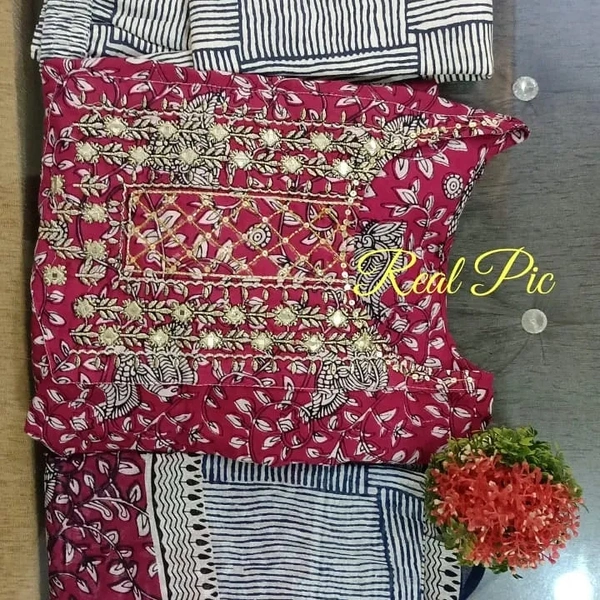 BRISA Zari Contrasting Embroidery Kurtis - 38, 40,  42, 44
