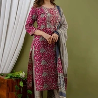 BRISA Zari Contrasting Embroidery Kurtis - 38, 40,  42, 44