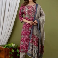 BRISA Zari Contrasting Embroidery Kurtis - 38, 40,  42, 44