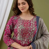 BRISA Zari Contrasting Embroidery Kurtis - 38, 40,  42, 44
