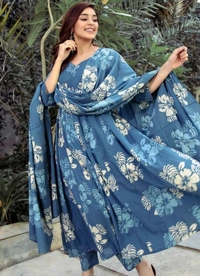 BRISA Premium Blue Classic Anarkali Kurtis - 38 40 42 44
