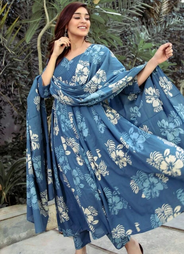 BRISA Premium Blue Classic Anarkali Kurtis - 38 40 42 44