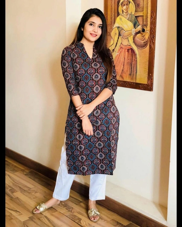 BRISA Gold Print Work Kurtis - M L XL XXL