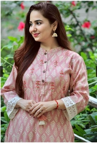 BRISA Gold Print Work Kurtis - M L XL XXL