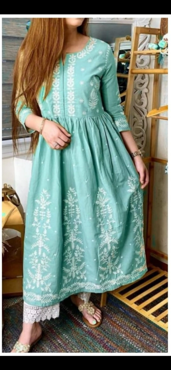 BRISA Long Cotton Embroidery Kurtis - M to XXL