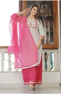 BRISA Rayon Printed Staright Kurti&Palazo - M to XXL