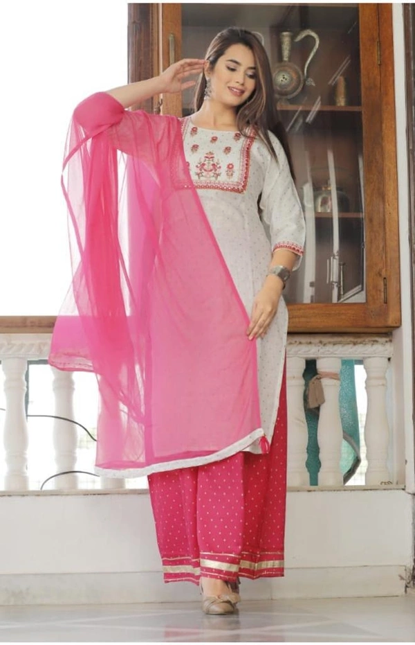 BRISA Rayon Printed Staright Kurti&Palazo - M to XXL