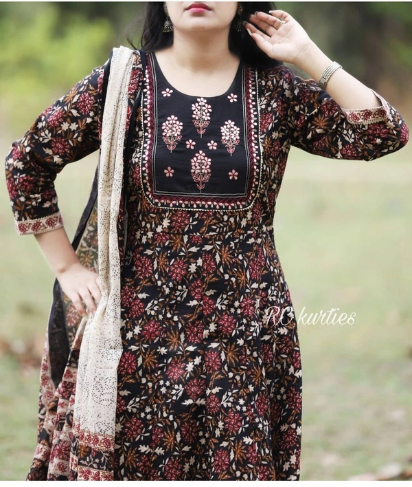 BRISA Printed Full Flair Rayon Kurtis - 38 40 42 44