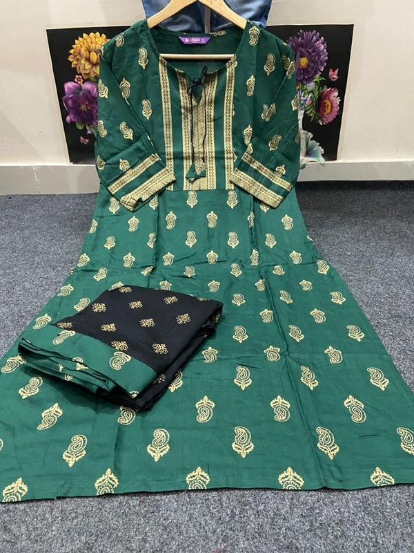 BRISA Printed Gold Kurti&Skirt - M(38)L(40)XL(42)XXL(44)