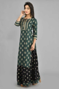 BRISA Printed Gold Kurti&Skirt - M(38)L(40)XL(42)XXL(44)