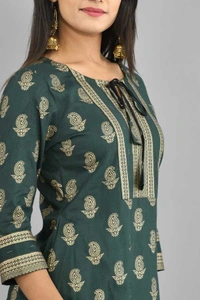 BRISA Printed Gold Kurti&Skirt - M(38)L(40)XL(42)XXL(44)