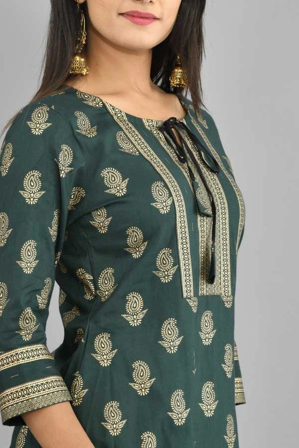 BRISA Printed Gold Kurti&Skirt - M(38)L(40)XL(42)XXL(44)