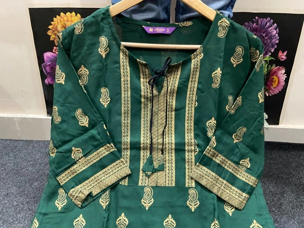 BRISA Printed Gold Kurti&Skirt - M(38)L(40)XL(42)XXL(44)