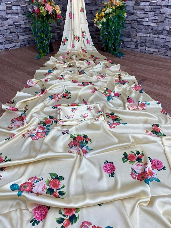 BRISA Satin Printed Silk Sarees
