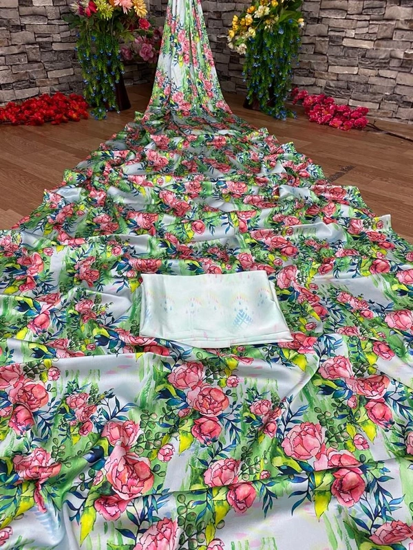 BRISA Satin Printed Silk Sarees