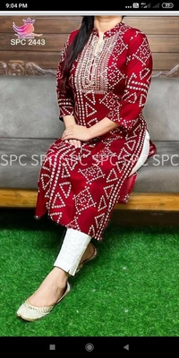 BRISA Zari Dot Printed Long Kurti - 38 40 42 44