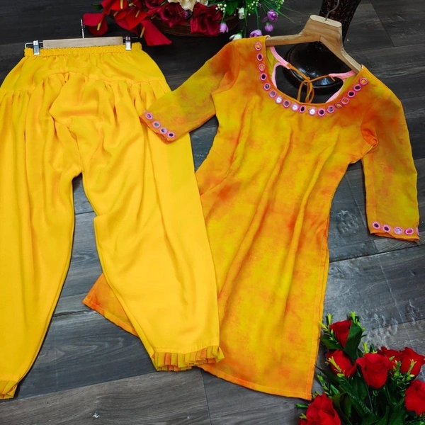 BRISA  Gerorgette Kurti Patiala & Duppatta Set - M(38)L(40)XL(42)XXL(44)