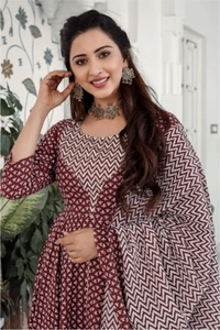 BRISA Cotton Printed Kurti,Pant& Duppatta Set - M to XXL