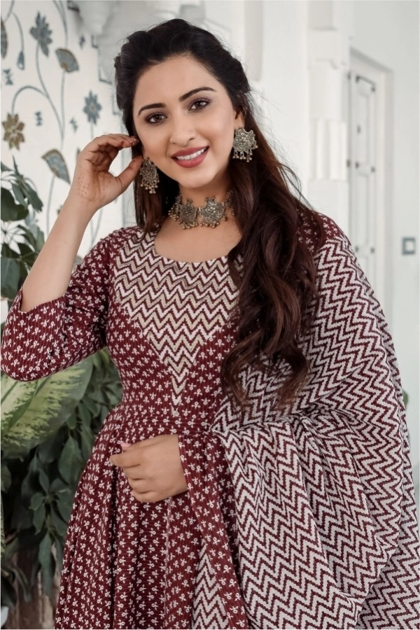 BRISA Cotton Printed Kurti,Pant& Duppatta Set - M to XXL