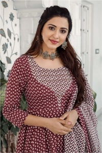BRISA Cotton Printed Kurti,Pant& Duppatta Set - M to XXL