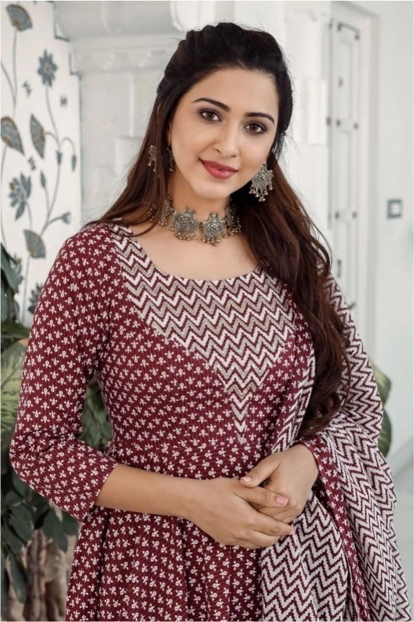 BRISA Cotton Printed Kurti,Pant& Duppatta Set - M to XXL