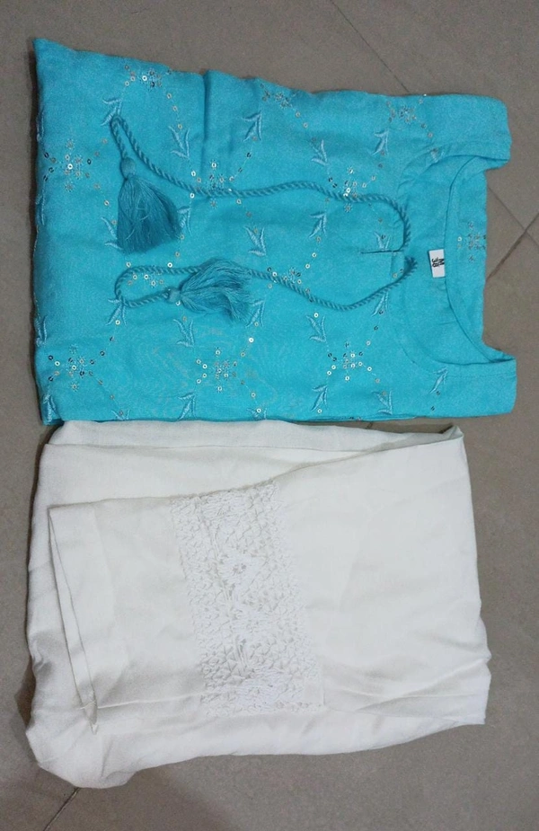BRISA Rayon Embroidery Kurti&Pant - M(38)toXXL(44)