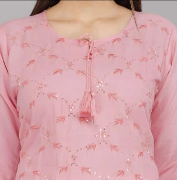 BRISA Rayon Embroidery Kurti&Pant - M(38)toXXL(44)