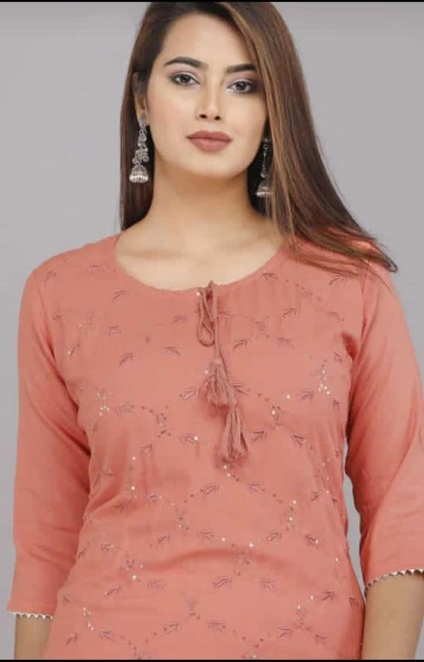 BRISA Rayon Embroidery Kurti&Pant - M(38)toXXL(44)