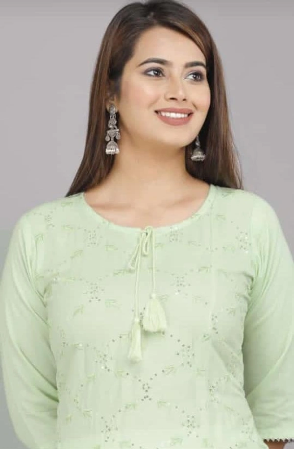 BRISA Rayon Embroidery Kurti&Pant - M(38)toXXL(44)