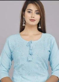 BRISA Rayon Embroidery Kurti&Pant - M(38)toXXL(44)