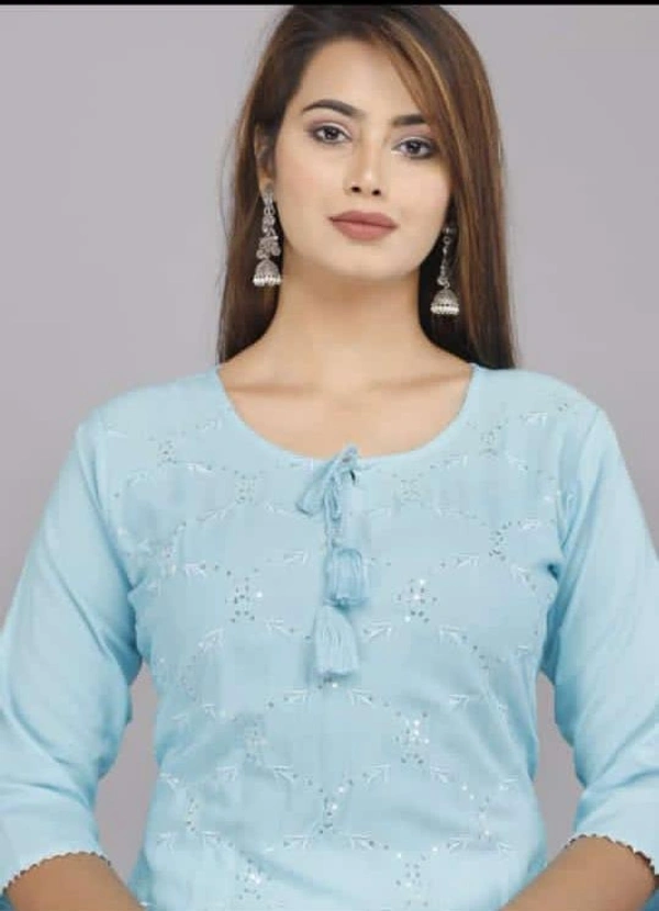 BRISA Rayon Embroidery Kurti&Pant - M(38)toXXL(44)