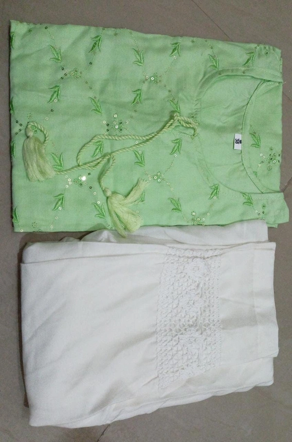 BRISA Rayon Embroidery Kurti&Pant - M(38)toXXL(44)