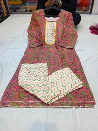 BRISA Cotton Straight Kurti &Pant  - L(40)XL(42)XXL(44)3XL(46)