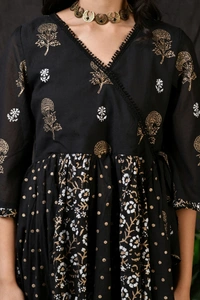 BRISA Rayon Gold Printed Angrakha Kurti& Pant - M 38 L 40 XL 42 XXL 44