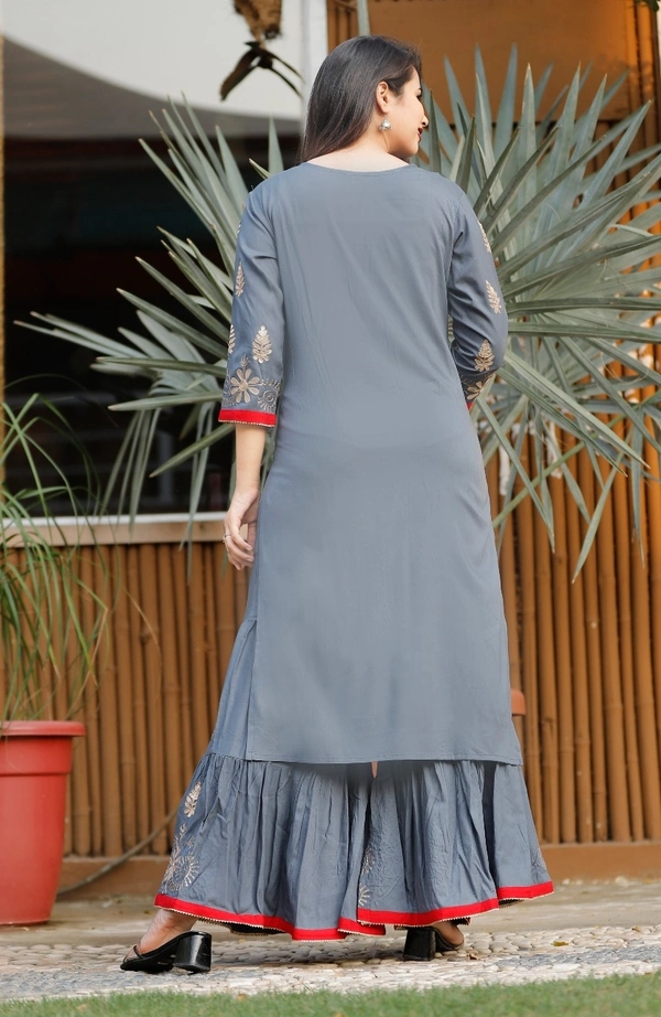 BRISA Beautiful Rayon Kurti Pant & Sharara Dupatta - m 38  L 40 XL 42 xxl 44
