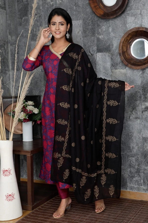 BRISA Heavy Rayon Kurti+Pant+Duppatta - M 38 L 40 XL 42 XXL 44
