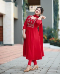 BRISA Georgette Kurti Pant And Dupatta - M-38 L-40 XL-42 XXL-44