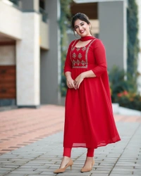 BRISA Georgette Kurti Pant And Dupatta - M-38 L-40 XL-42 XXL-44