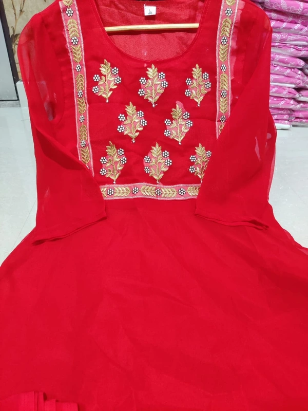 BRISA Georgette Kurti Pant And Dupatta - M-38 L-40 XL-42 XXL-44