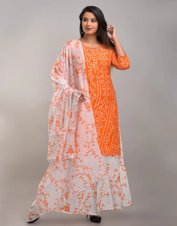 BRISA Beautiful Rayon Kurti Skirt Dupatta Set - M(38)L(40)XL(42)XXL(44)