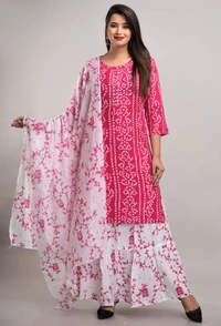 BRISA Beautiful Rayon Kurti Skirt Dupatta Set - M(38)L(40)XL(42)XXL(44)