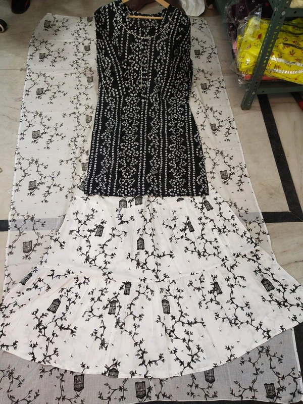 BRISA Beautiful Rayon Kurti Skirt Dupatta Set - M(38)L(40)XL(42)XXL(44)