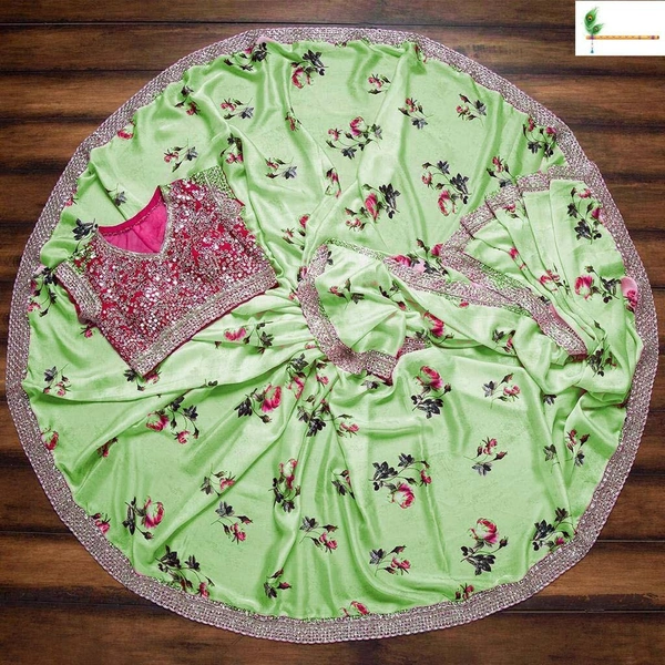 BRISA Beautiful Satin Silk Sarees And Blouse